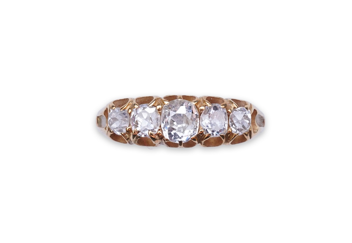 A Victorian five-stone diamond ring, late 19th century